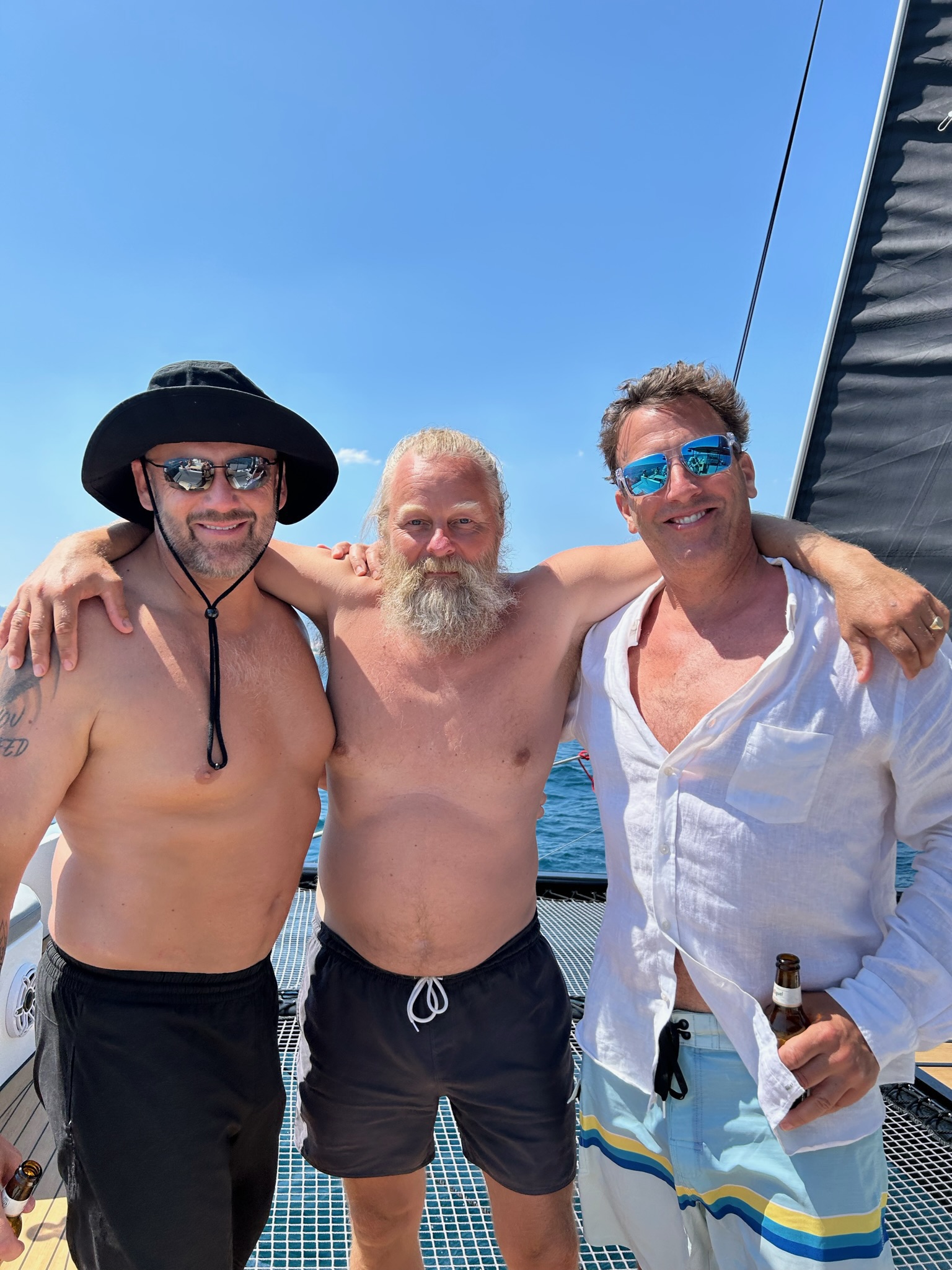 Captain Larus with friends on a boat