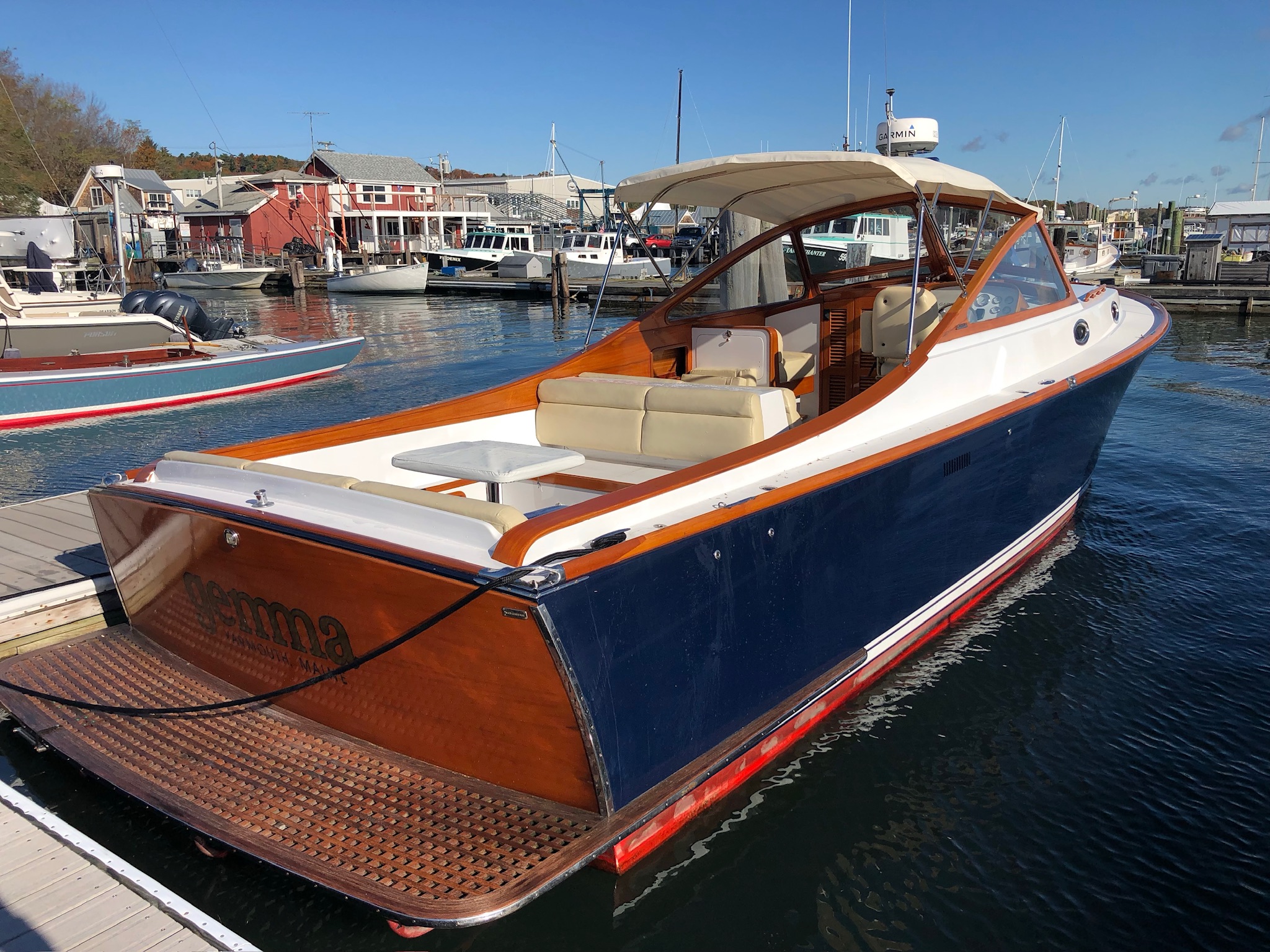 Gemma stern with mahogany transom